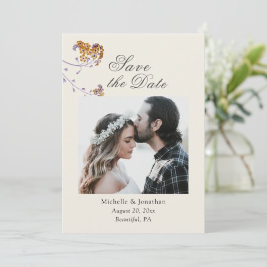 シンプルエレガント感動的フローラ写真結婚の セーブザデート (スタンド正面)