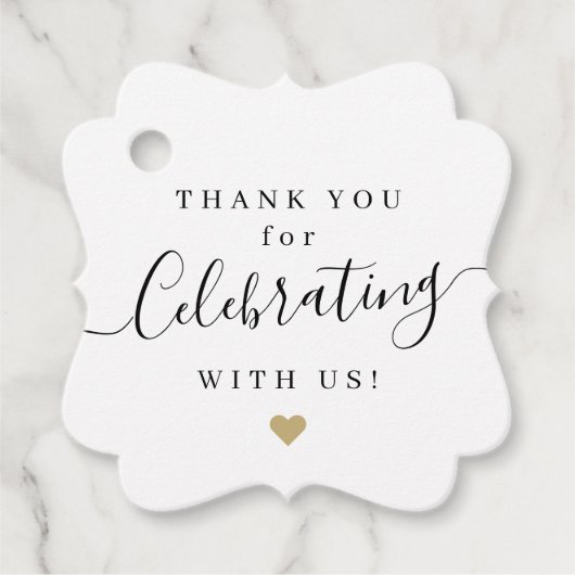 シンプルエレガント感謝していの結婚スクリプト フェイバータグ (正面)