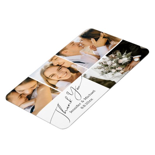 シンプルエレガント感謝してい君の4枚結婚の写真コラージュ マグネット (左側)