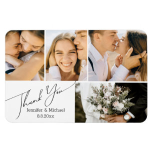 シンプルエレガント感謝してい君の4枚結婚の写真コラージュ マグネット