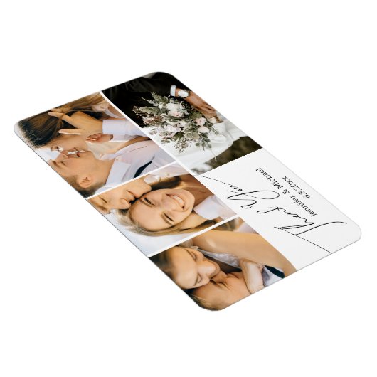 シンプルエレガント感謝してい君の4枚結婚の写真コラージュ マグネット (右側)