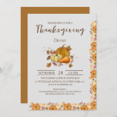 シンプルエレガント感謝祭ディナーフローラ秋Inv 招待状 (正面/裏面)