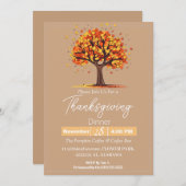 シンプルエレガント感謝祭フローラ秋 招待状 (正面/裏面)