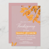 シンプルエレガント感謝祭フローラ秋 招待状 (正面/裏面)