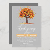 シンプルエレガント感謝祭フローラ秋 招待状 (正面/裏面)