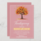 シンプルエレガント感謝祭フローラ秋 招待状 (正面/裏面)
