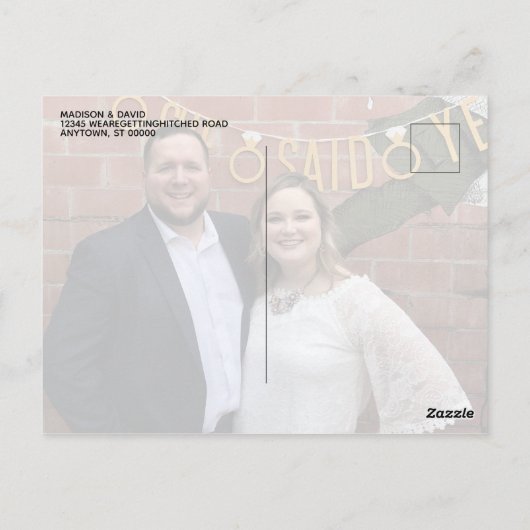 シンプルエレガント手書きスクリプト写真ありがとう ポストカード (裏面)