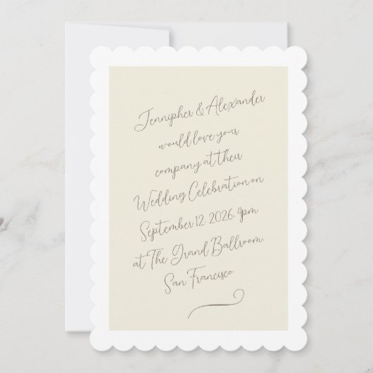 シンプルエレガント手書きスクリプ結婚ト 招待状 (正面)
