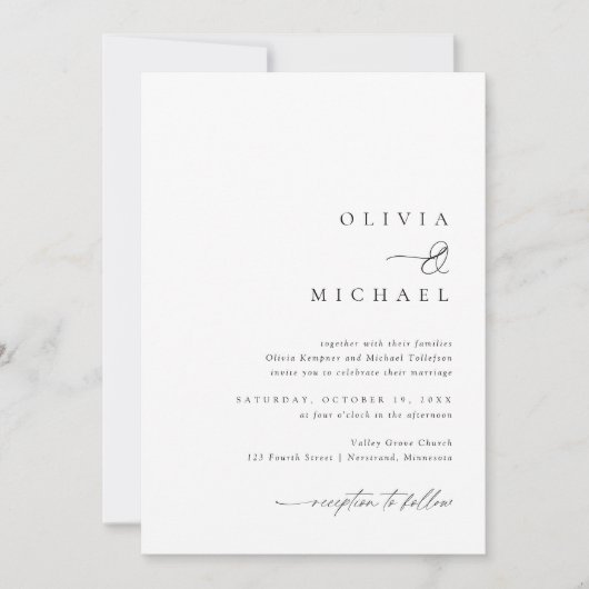 シンプルエレガント手書結婚き 招待状 (正面)