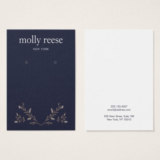 シンプルエレガント支部海軍イヤリングディスプレイカード (正面&裏面)