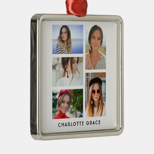 シンプルエレガント数々の写真パーソナライズされた名 メタルオーナメント (右)