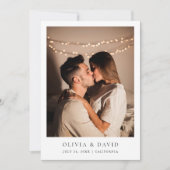 シンプルエレガント文字と写真結婚のモダン 招待状 (正面)