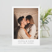 シンプルエレガント文字と写真結婚のモダン 招待状 (スタンド正面)