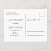 シンプルエレガント文字と写真結婚の感謝 ポストカード (裏面)