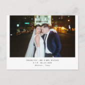 シンプルエレガント文字と写真結婚の感謝 ポストカード (正面)