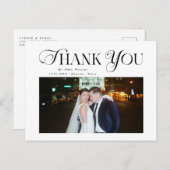 シンプルエレガント文字と写真結婚の感謝 ポストカード (正面/裏面)