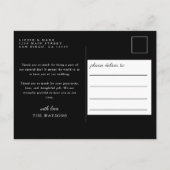 シンプルエレガント文字と写真結婚の感謝 ポストカード (裏面)