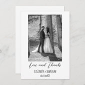 シンプルエレガント文字と写真結婚の サンキューカード (正面/裏面)