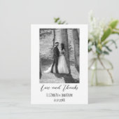 シンプルエレガント文字と写真結婚の サンキューカード (スタンド正面)