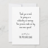 シンプルエレガント文字と写真結婚の サンキューカード (裏面)