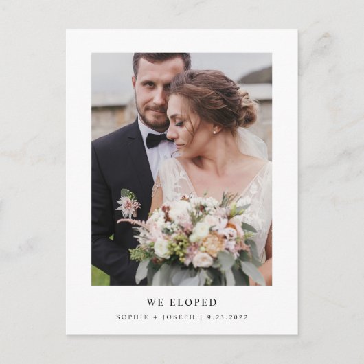 シンプルエレガント文字と写結婚真の発表 ポストカード (正面)