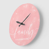 シンプルエレガント文字ピンク ラージ壁時計 (傾斜)
