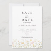 シンプルエレガント文字写真結婚花 セーブザデート (正面)