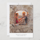 シンプルエレガント文字写真結婚花 セーブザデート (裏面)