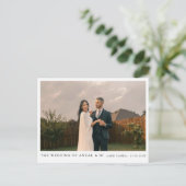 シンプルエレガント文字及び写真結婚式招待状 ポストカード (スタンド正面)