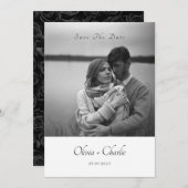 シンプルエレガント文字及び写真結婚式招待状 招待状 (正面/裏面)