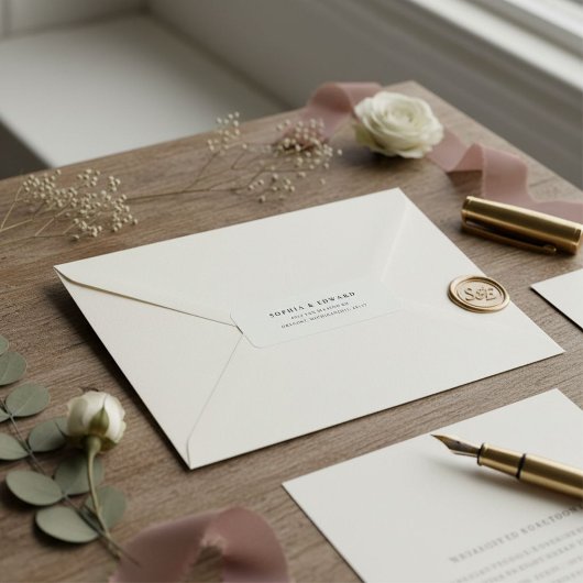 シンプルエレガント文字白黒差出人住所 ラベル