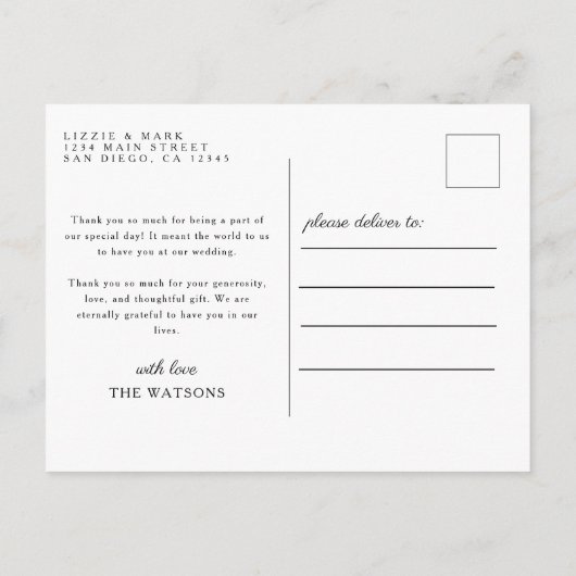 シンプルエレガント文字 |さん結婚ありがとう ポストカード (裏面)