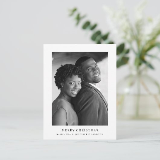 シンプルエレガント文字 |メリークリスマス シーズンポストカード (スタンド正面)