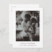 シンプルエレガント文字 |日付の保存 案内ポストカード (正面/裏面)