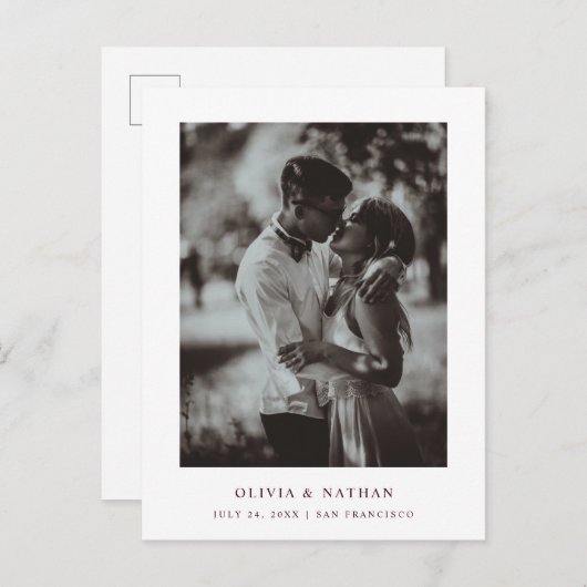 シンプルエレガント文字 |日付の保存 案内ポストカード (正面/裏面)