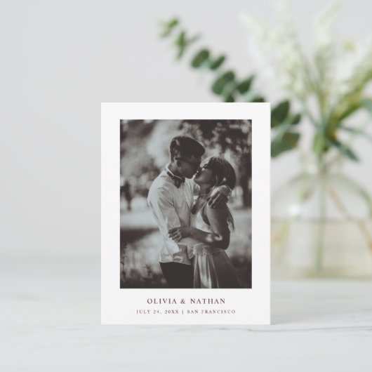 シンプルエレガント文字 |日付の保存 案内ポストカード (スタンド正面)