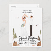 シンプルエレガント文字 |日付の変更を保存 シーズンポストカード (正面/裏面)