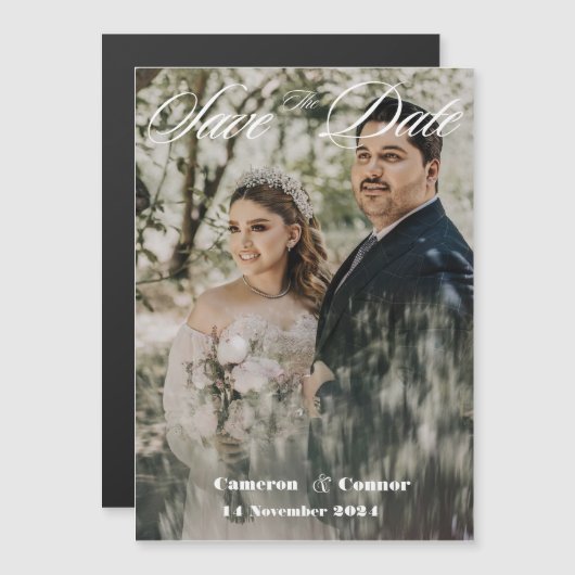 シンプルエレガント文字 | 結婚s マグネット招待状 (正面/裏面)