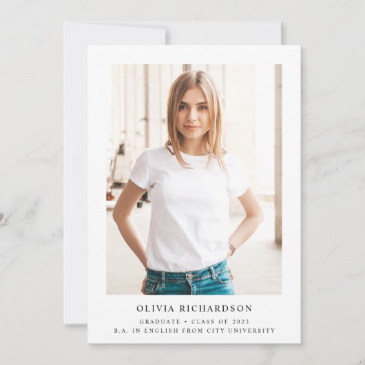 シンプルエレガント文字 | 2023卒業 招待状 (正面)