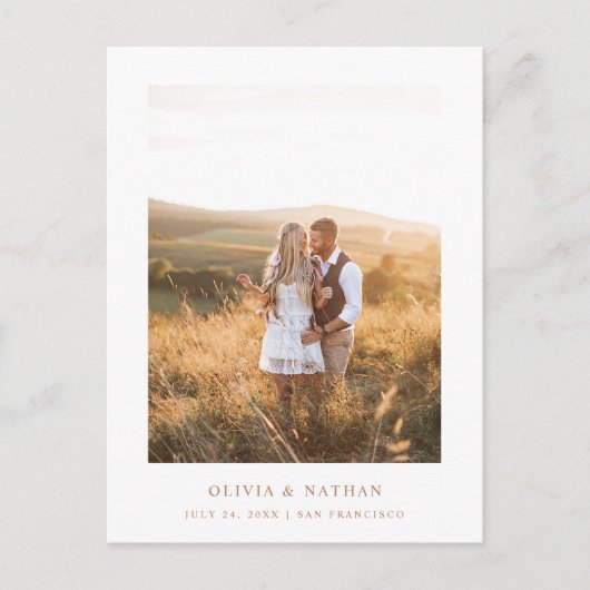 シンプルエレガント文字 | Boho日付を保存 案内ポストカード (正面)