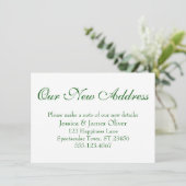 シンプルエレガント新しい住所深い緑の白 エンクロージャーカード (スタンド正面)