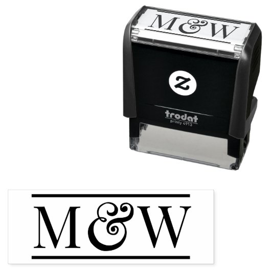 シンプルエレガント新婦の結婚2初期モノグラム セルフインキングスタンプ (インサイチュ)