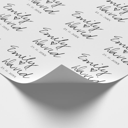 シンプルエレガント新郎名結婚前 ラッピングペーパー (角)