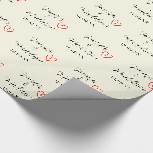 シンプルエレガント新郎新婦の名結婚前包 ラッピングペーパー (角)