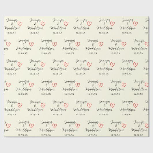 シンプルエレガント新郎新婦の名結婚前包 ラッピングペーパー (フラット)