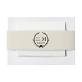 シンプルエレガント新郎新婦モノグラム 招待状ベリーバンド