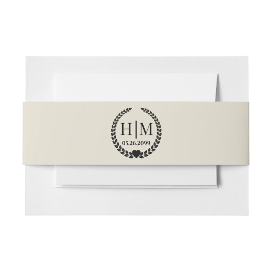 シンプルエレガント新郎新婦モノグラム 招待状ベリーバンド (正面例)