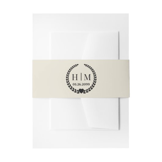 シンプルエレガント新郎新婦モノグラム 招待状ベリーバンド (正面例)