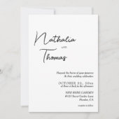 シンプルエレガント書の写真結婚の 招待状 (正面)