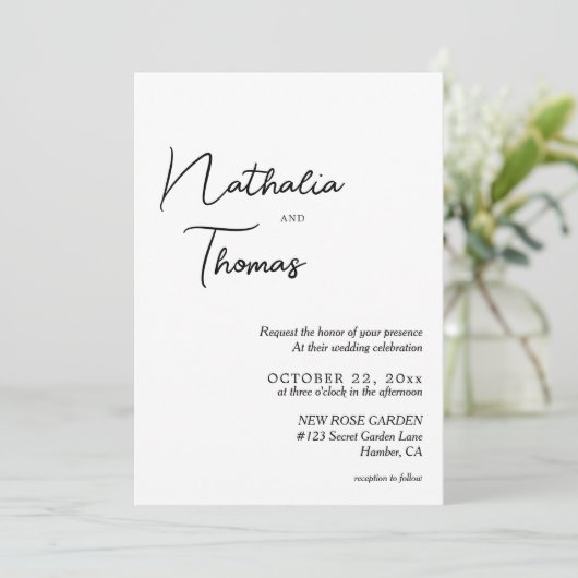 シンプルエレガント書の写真結婚の 招待状 (スタンド正面)